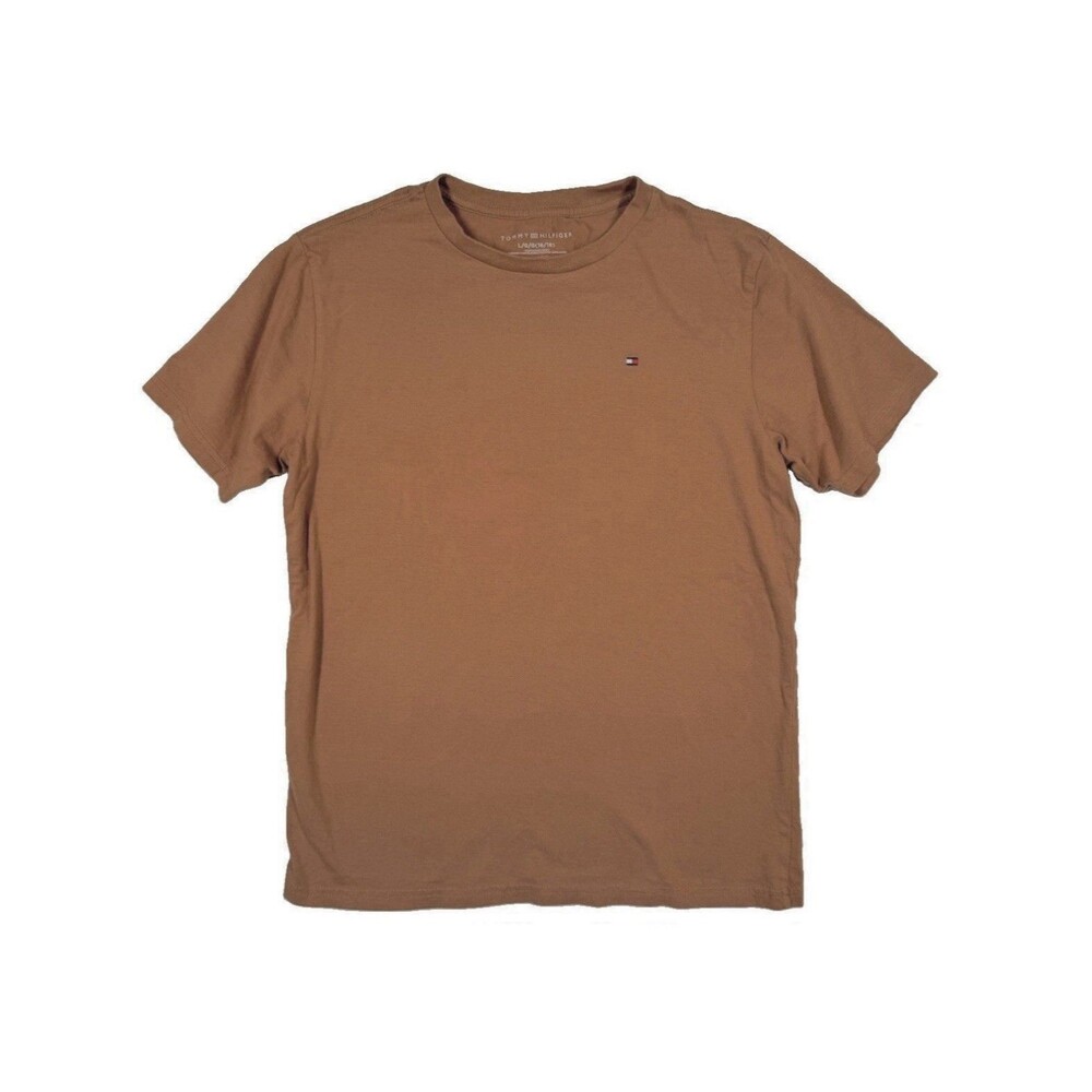 Tommy Hilfigure Boys Large 16/18 Short Sleeve Brown Crew Neck Shirt